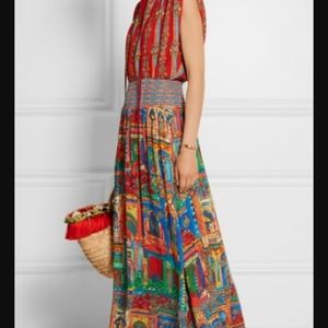 Alice + Olivia Lorelle Havana Town Tie-Neck Maxi Dress, Multicolor